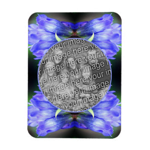 Blå Gentian Flower Ram Lägg till ditt eget foto Magnet