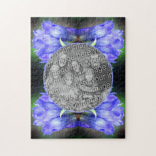 Blå Gentian Flower Ram Lägg till ditt eget foto Pussel