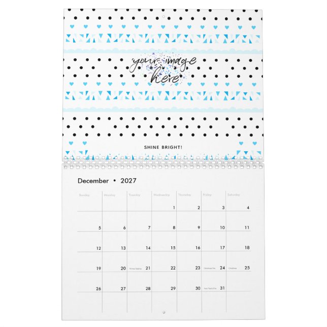 Blå geometri kalender (Dec 2027)