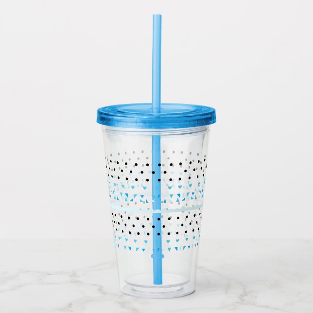 Blå geometri take away mugg (Framsida)