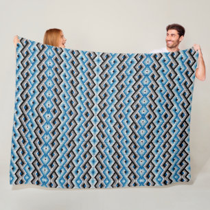 Blå geometrisk Aztec Sherpa-kastmattan Fleecefilt