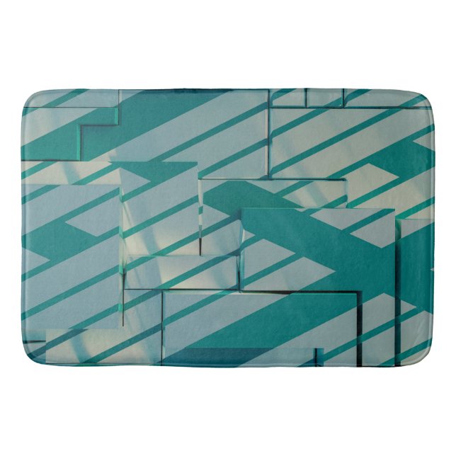 Blå geometrisk badmatt badrumsmatta (Framsidan)