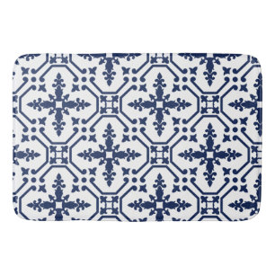 Blå geometrisk dekorativ dekorativ marockansk pane badrumsmatta