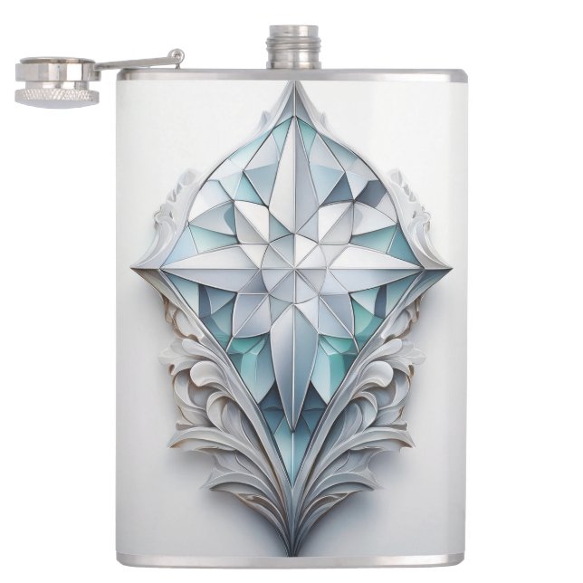 Blå geometrisk dekorativ kor fickplunta (Öppnad)