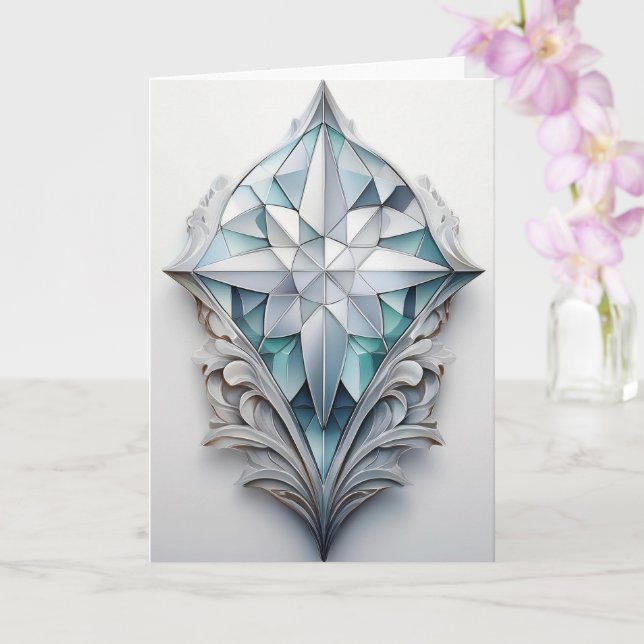 Blå geometrisk dekorativ kor kort (Orkide)
