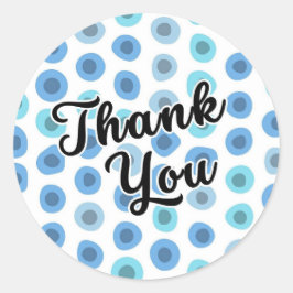 Blå geometrisk form Mönster Tack Runt Klistermärke