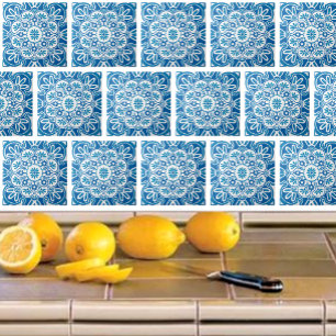 Blå geometrisk keramik kakelplatta