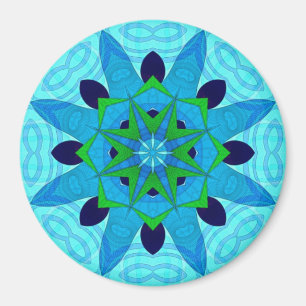 Blå geometrisk konsblomning magnet