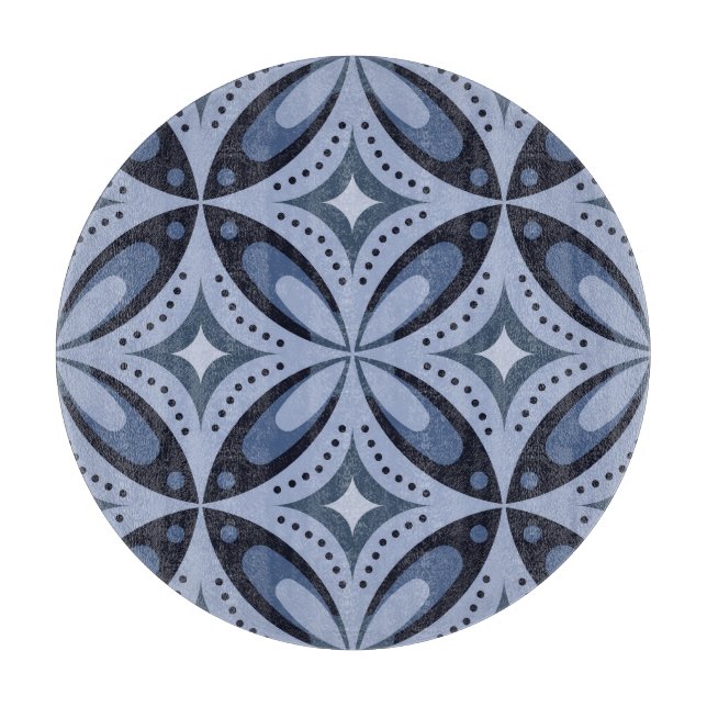 Blå geometrisk mönster i retro stil (Framsidan)