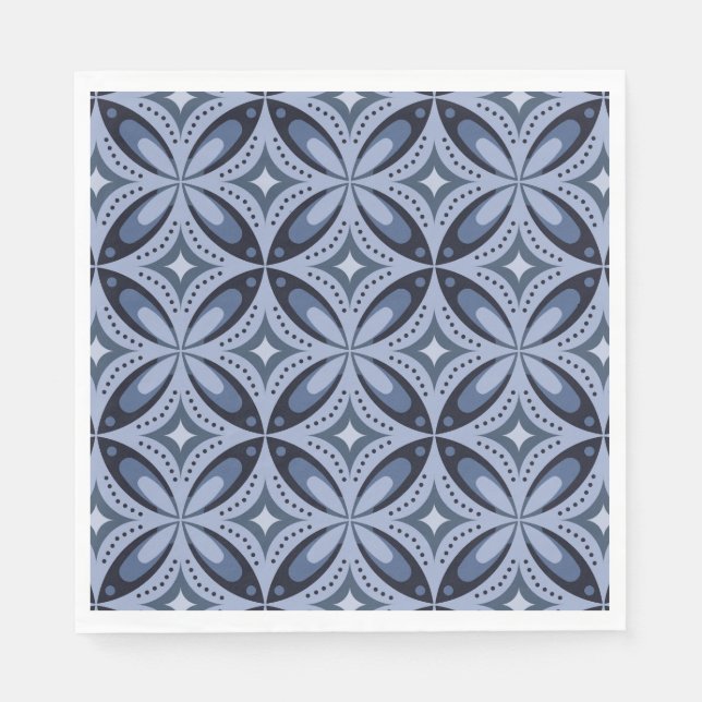 Blå geometrisk mönster i retro stil pappersservett (Framsidan)