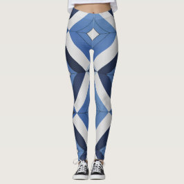 Blå Geometrisk Mönster Leggings