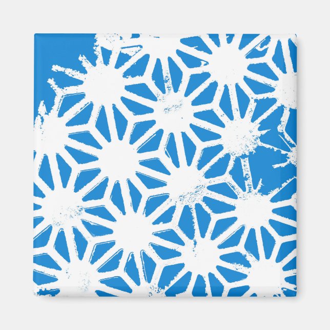 Blå geometrisk mönster magnet (Framsidan)