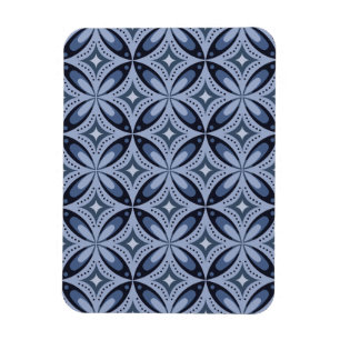 Blå geometrisk mönster retro stil magnet