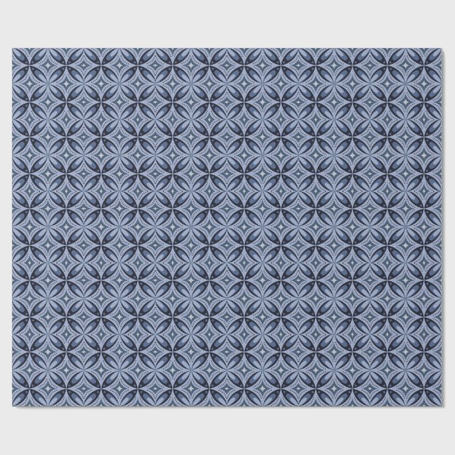 Blå geometrisk mönster retro stil presentpapper (Platt)