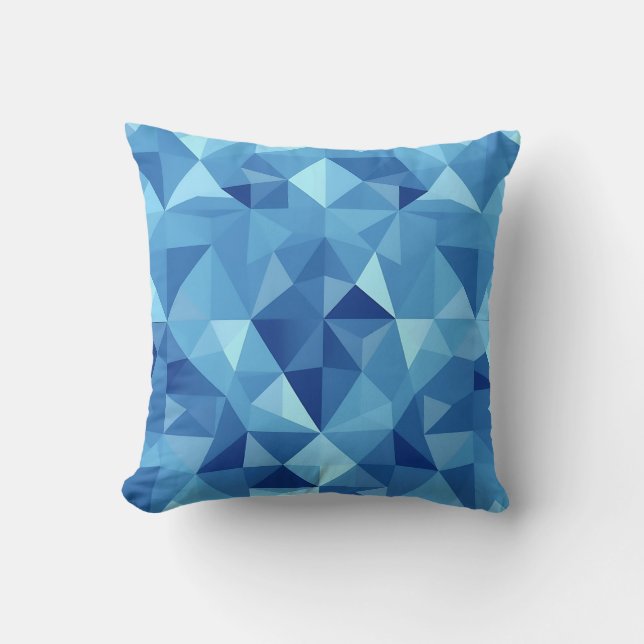 Blå geometrisk mosaikplattmönster kudde (Framsida)