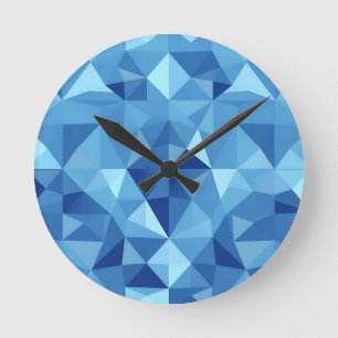 Blå geometrisk mosaikplattmönster rund klocka