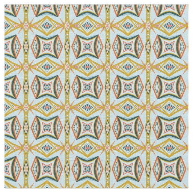 Blå geometrisk platta Mönster Tyg (Närbild)