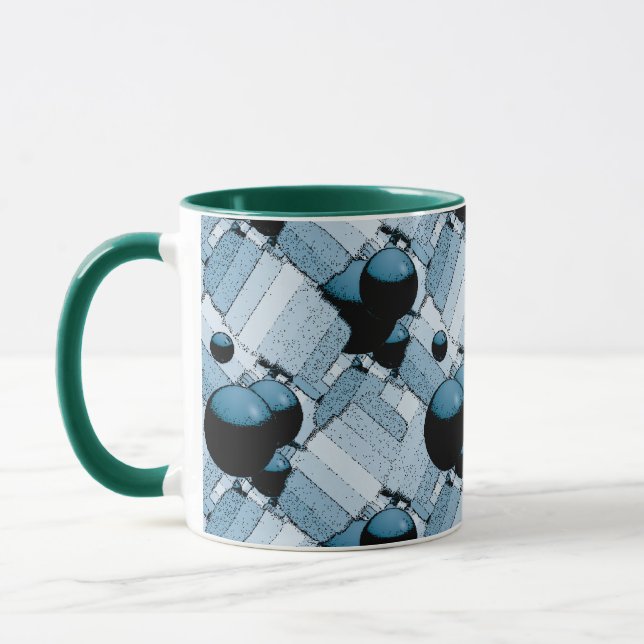 Blå geometrisk sfär mugg (Vänster)