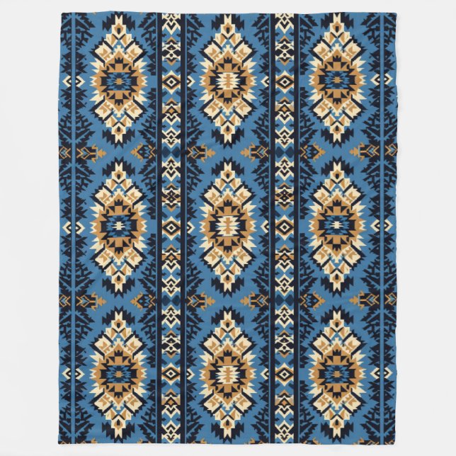 Blå geometrisk utskrift fleecefilt (Framsidan)