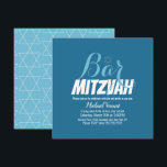 Blå Geometrisk Vit Bar Mitzvah Inbjudningar<br><div class="desc">Judiska Firande Inbjudningar- Bar Mitzvah Geometriska Inbjudningar</div>