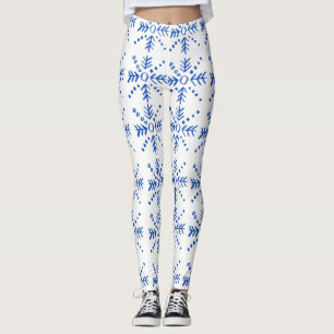 Blå geometriska symboler mönster leggings