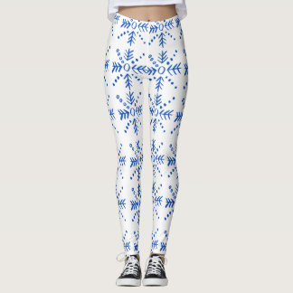 Blå geometriska symboler mönster leggings