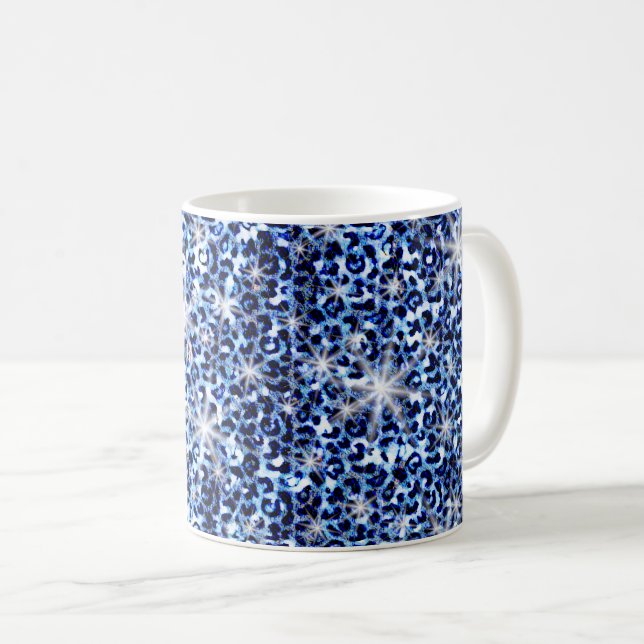 Blå Gepard Glittrar Kaffemug Kaffemugg (Framsida höger)