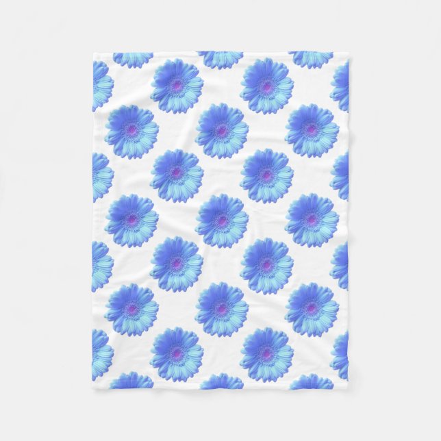 Blå gerbera-daisy fleecefilt (Framsidan)