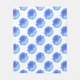 Blå gerbera-daisy fleecefilt