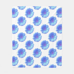 Blå gerbera-daisy fleecefilt