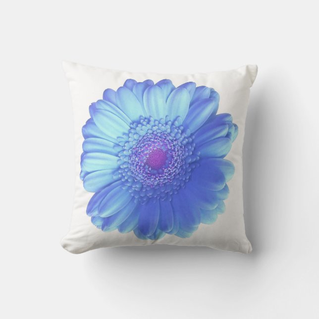 Blå gerbera-daisy kudde (Framsida)