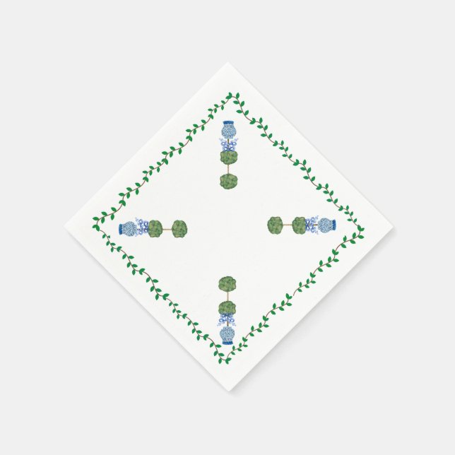 Blå Ginger Krukor Kruka Topiary Vinväxthus Dukserv Pappersservett (Hörn)