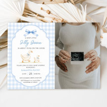 Blå Gingham Ankunge Bebis Bada Foto