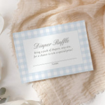 Blå Gingham Baby Shower Diaper Raffle Biljett