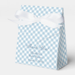 Blå Gingham Baby Shower Förmånslåda Presentaskar
