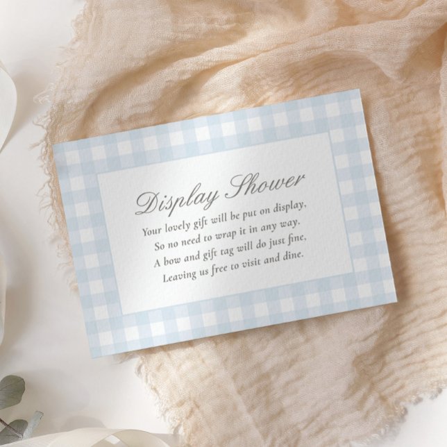 Blå Gingham Baby Shower Visning Shower Tilläggskort (Skapare uppladdad)