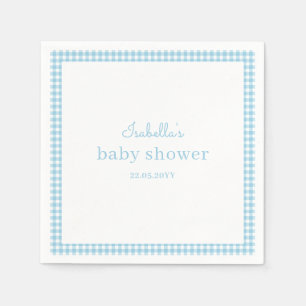 Blå Gingham Bebis Shower Pappersservett