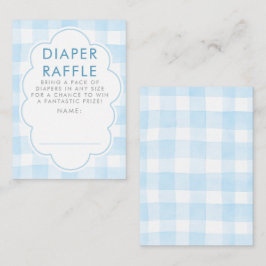 Blå Gingham blöja lotteri Baby Shower Biljetter Tilläggskort