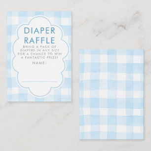 Blå Gingham blöja lotteri Baby Shower Biljetter Tilläggskort