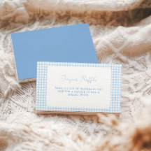 Blå Gingham Boho Pojke Baby Shower Blöja Lotteri