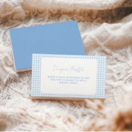 Blå Gingham Boho Pojke Baby Shower Blöja Lotteri Tilläggskort