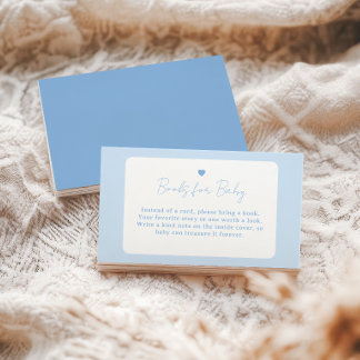 Blå Gingham Boho Pojke Baby Shower Böcker för Bebi Tilläggskort