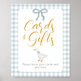 Blå Gingham Bordsskylt för Silly Goose Presentkort Poster