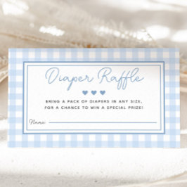Blå Gingham Boy Shower Raffle Card Tilläggskort