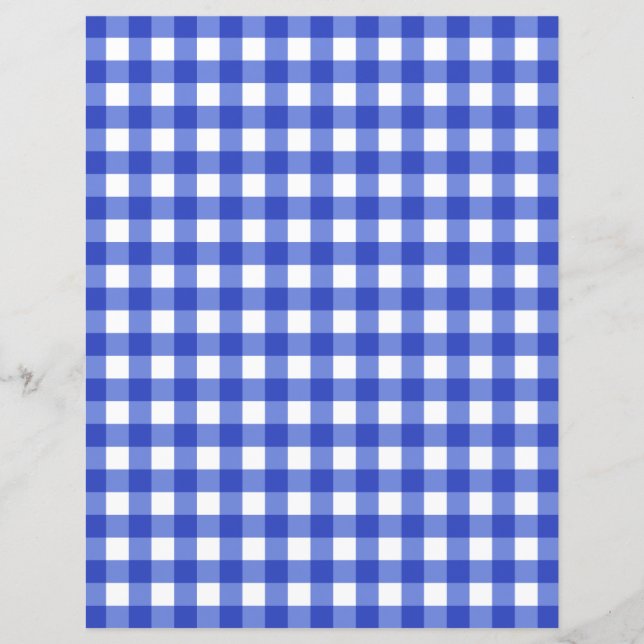 Blå Gingham Check Scrapbook Papper (Framsida)