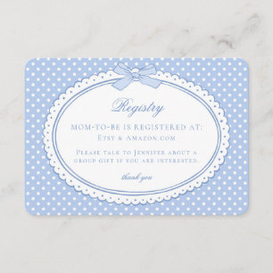 Blå Gingham Coquette Bow Baby önskelista Tilläggskort