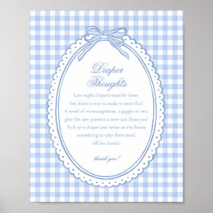 Blå Gingham Coquette Sko Diaper Tankar Baby Poster