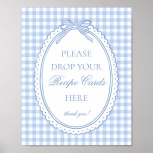 Blå Gingham Coquette Slöja Dela ett Recept Poster