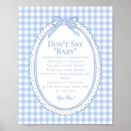 Blå Gingham Coquette Slöja Säga Inte Baby Spel Poster