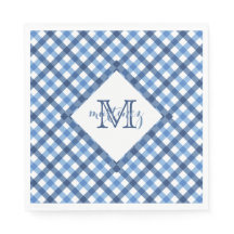 Blå gingham diamant monogram namn